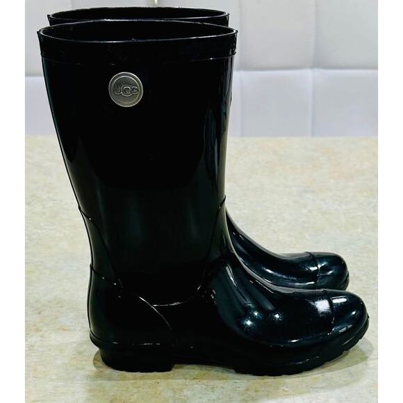 (Size: 5 Womens) Sienna Black Waterproof Rubber Outdoor Rain Boots 1014452 - Picture 2 of 8